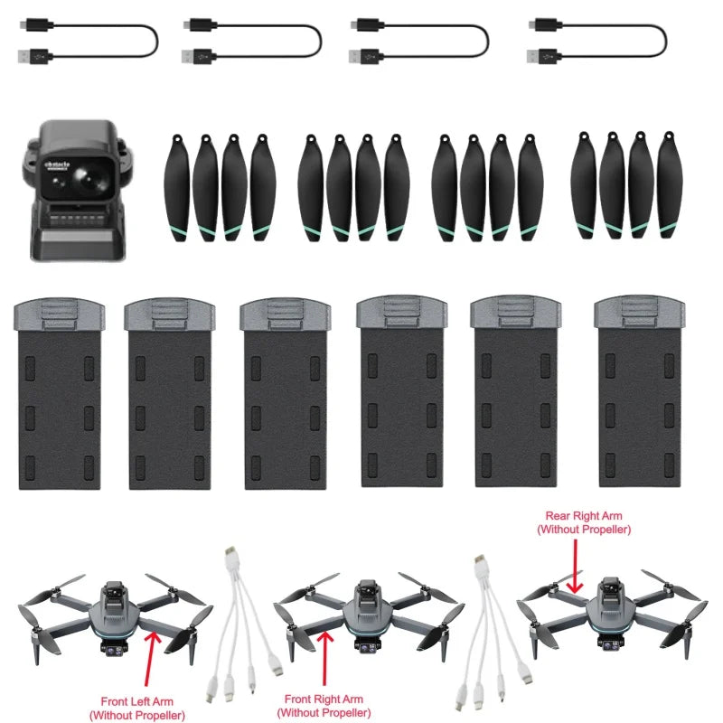L200 PLUS Drone Spare Parts Kit,7.4V 3800mAh Battery Propellers Cable Laser Obstacle Avoidance Motor Arm