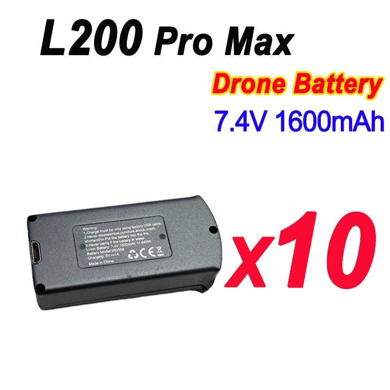 LYZRC-Original L200 PROMAX Drone Battery, 7.4 V1600mAh, for L200 PROMAX RC Quadcopter, Replacement Propeller, Drone Parts