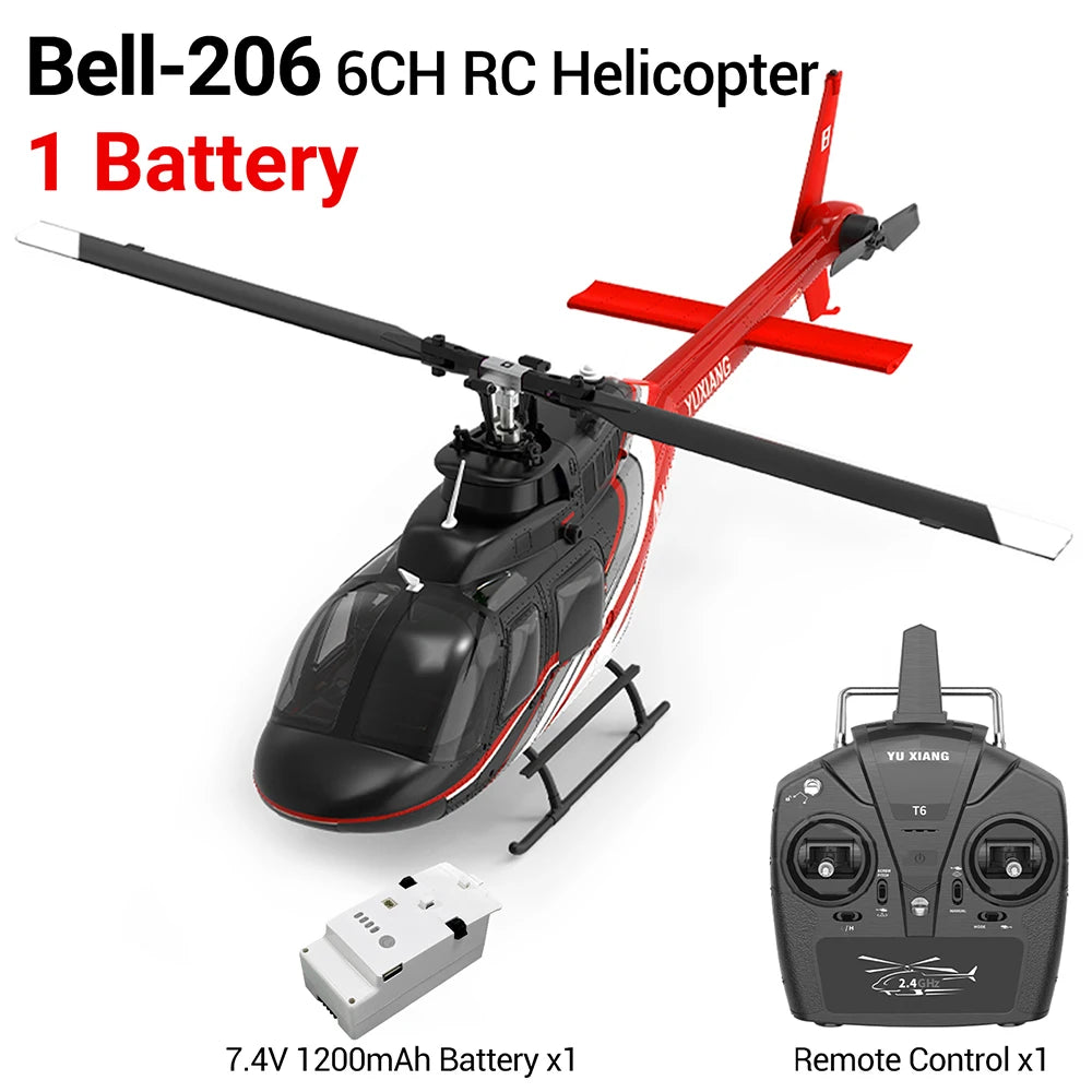 YU XIANG 2.4G 6CH Aileronless Bell-206 Helicopter Brushless Motor 6-Axis Gyro 120M Toys