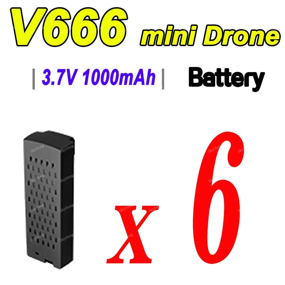 云迅玩具V666 8K无人机3.7V 1000mAh锂聚合物备用飞行电池，充电式无人机配件