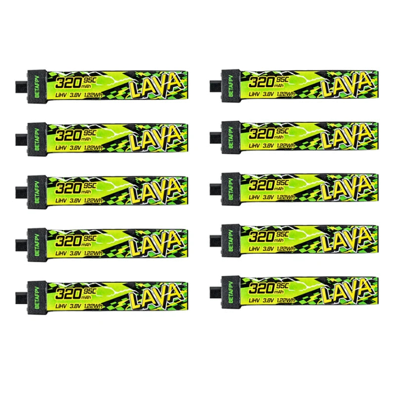 YUNX toys BETAFPV LAVA II 1S 320mAh 3.8V 95C 飞行器锂电池，配BT2.0连接器，适用于Air65、Meteor65 Pro、Cetus。
