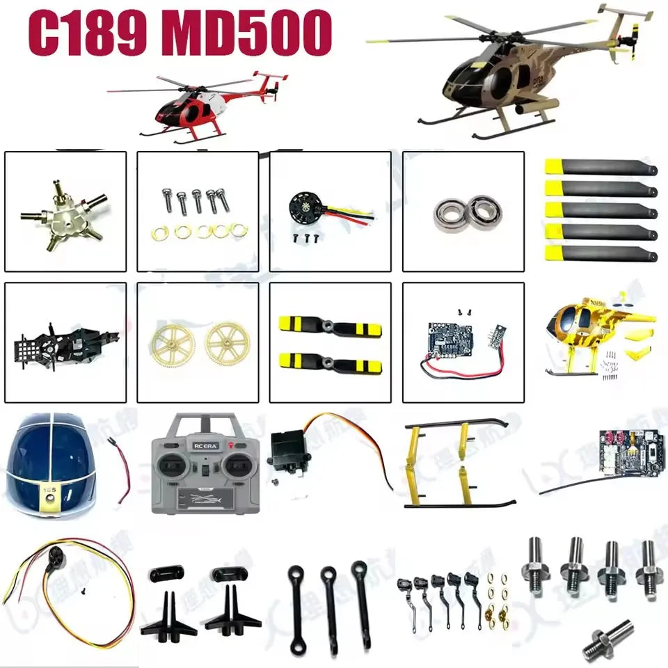RC EAR C189 MD500 RC Helicopter Spare Parts Accessories shaft gear feathring shaft Blade Main Board Motor Bearing Gear Servo (1)
