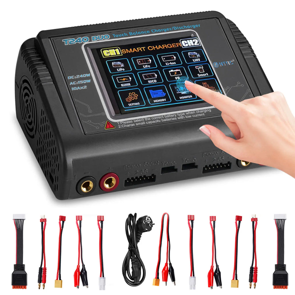 HTRC Original T240/L6X2/C150 Lipo Charger Dual Channel AC 150W DC 240W RC Charger for Lipo NiMH NiCD LiHV NiCd PB Li-ion Battery
