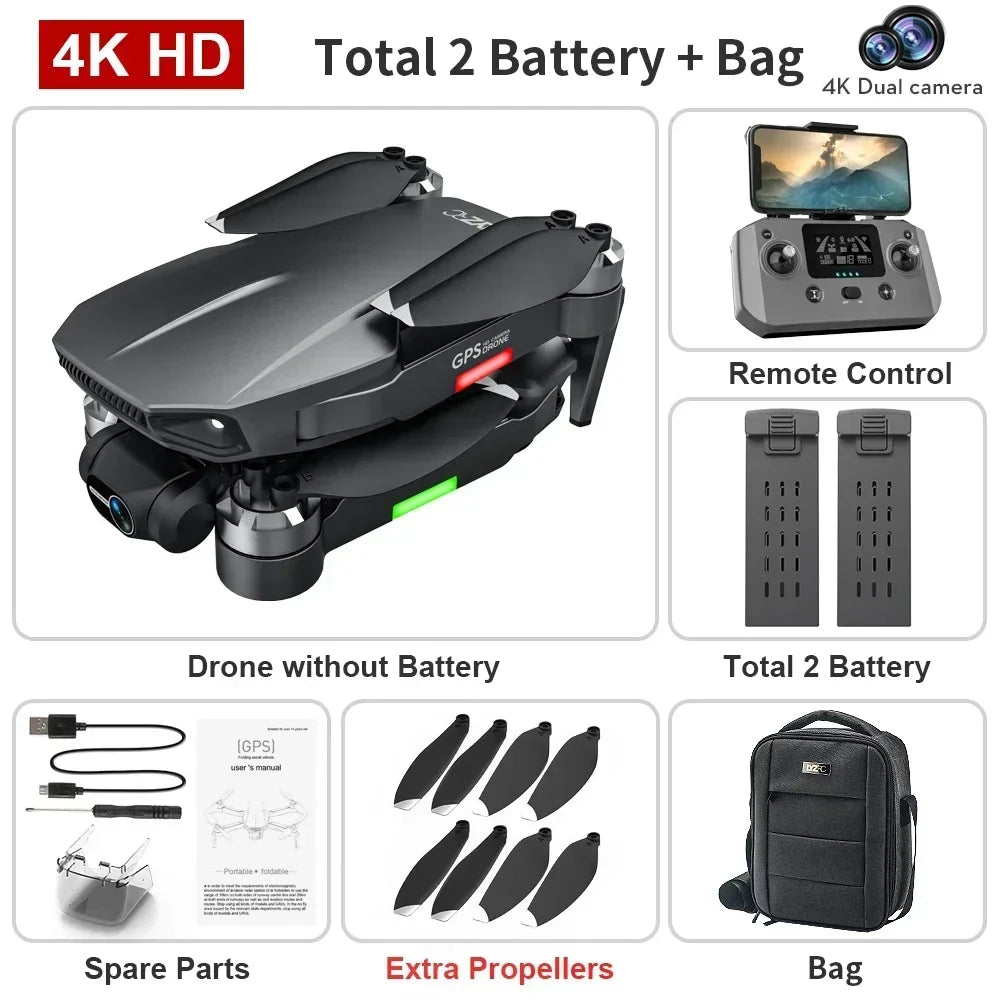 L106 Pro 3 Drone 4K Profesional 3-Axis Gimbal 4K HD Dual Camera 5G GPS Fllow Me Wifi Fpv Brushless Motor Dron RC Quadcopter Toys