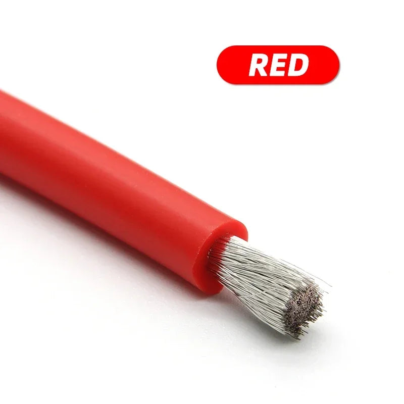 1~50m Heat-Resistant Silicone Wire AWG 30 26 24 22 20 18 16 14 12 10 8 Red Black Automotive Wiring Car Battery Copper Cable