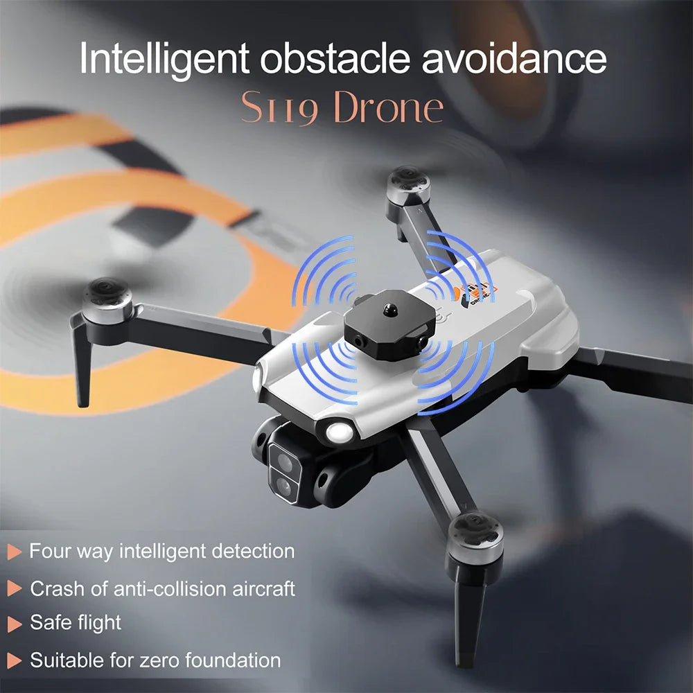 S119 Smart Drone 8K HD Camera Foldable Obstacle Avoidance Helicopter FPV 5G with Wide Angle Height Maintaining RC Helicopter Toy