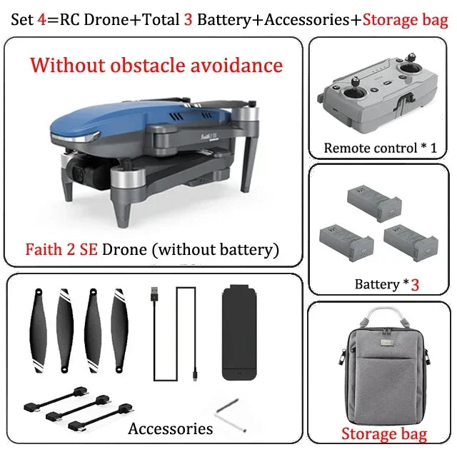Faith 2 SE With 540° Obstacle Avoidance 3-Axis Gimbal Professional 4K Camera GPS 3KM FPV RC Drone Quadcopter VS SJRC F22 S3