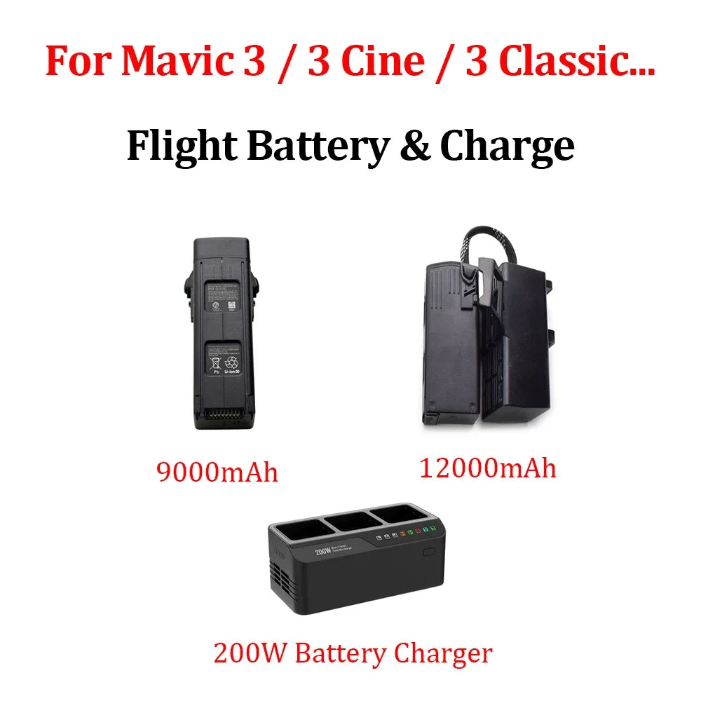 9000mAh/12000mAh High Capacity Intelligent Flight Battery Replacement for DJI Mavic 3 Series, RC Drone Spare Accessory