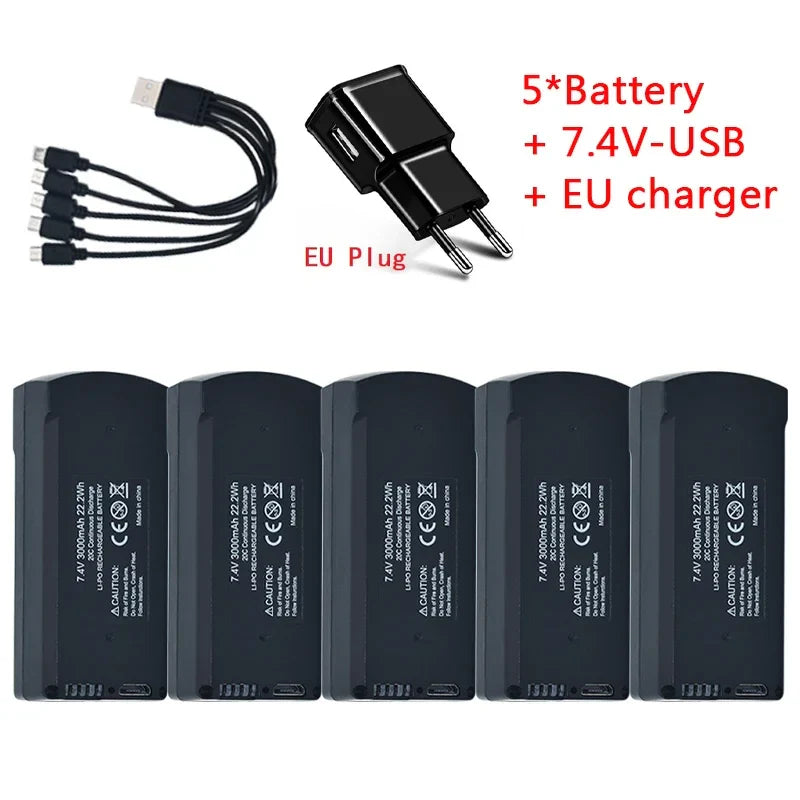V198 PRO MAX brushless GPS obstacle avoidance remote control drone quadcopter accessories 7.4V 3000Mah battery USB/5To1 cable