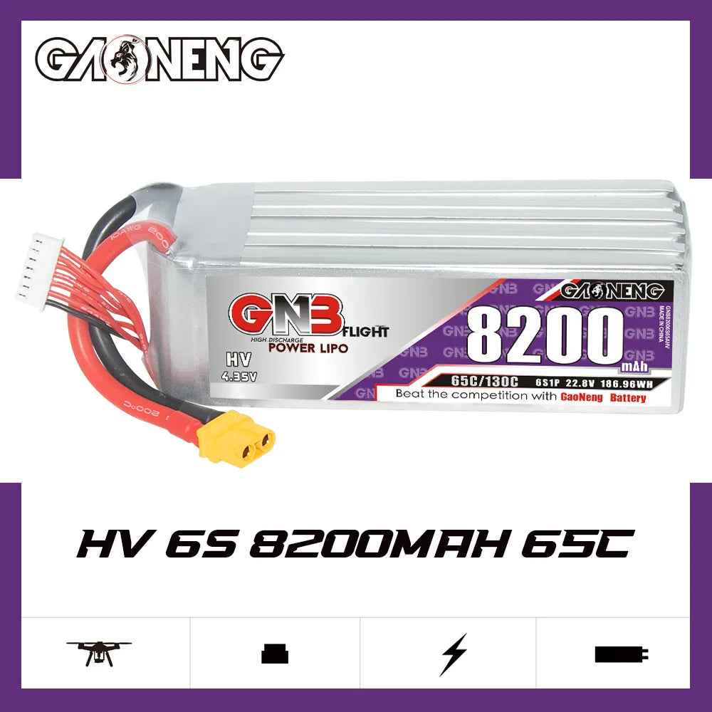 For GNB Drone Battery 8200mAh 6S 22 8V 65C RC FPV Racing Quadcopter LiPo HV Power Pack For Remote Control UAV