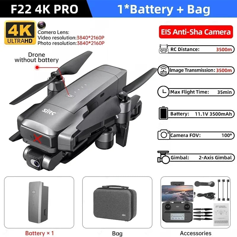 IN Stock SJRC F22 / F22S 4K Pro GPS Drone 4K Profesional RC Quadcopter With Camera 2 Axis Stabilized Gimbal 5G WiFi FPV Drones