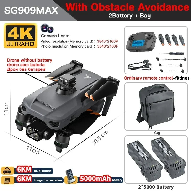 ZLL SG909 SG909MAX Professional Drone With 4K Camera 3-Axis Gimbal 5G 360 Obstacle Avoidance Touch Screen FPV Brushless RC Dron