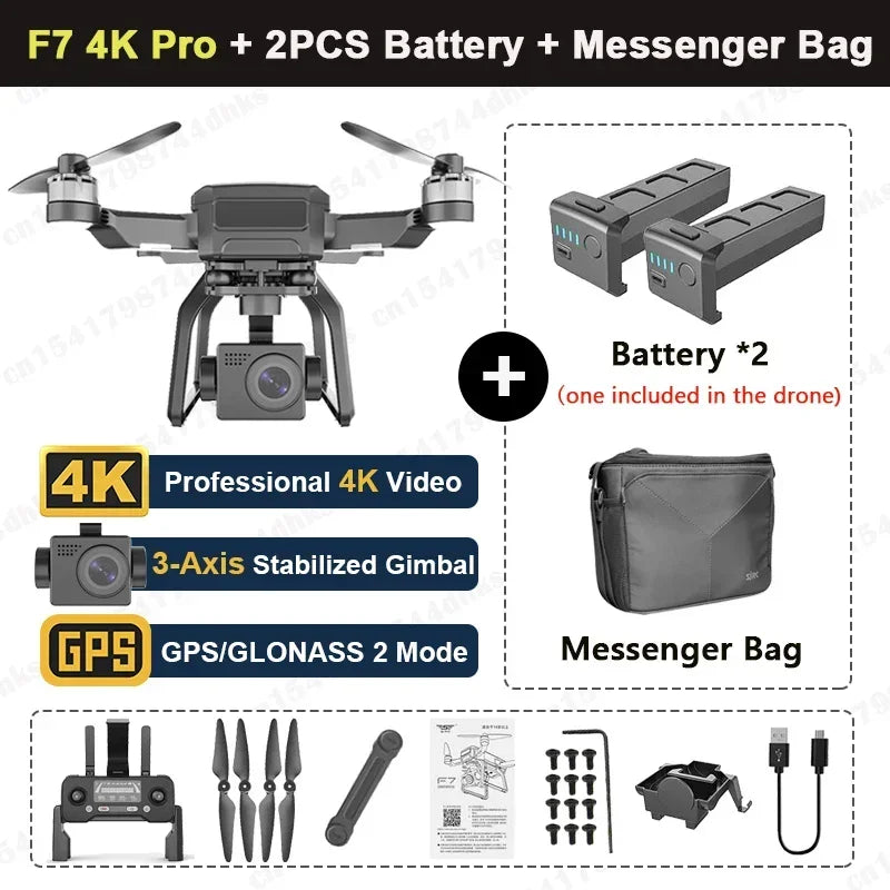 SJRC F7 4K PRO Camera Drone GPS HD 5G WiFi FPV 3KM 3 Axis Gimbal EIS Professional Brushless Quadcopter With Cam RC Foldable Dron