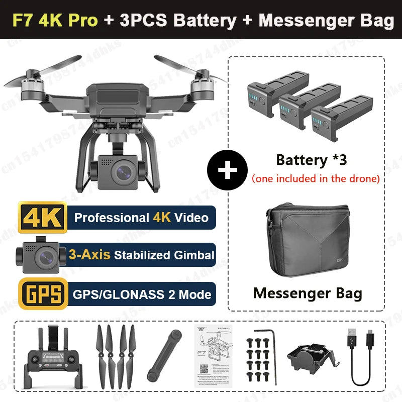 YUNX Toys SJRC F7 4K PRO航拍无人机，配备GPS、5G WiFi、3轴云台和高清相机，可折叠便携。