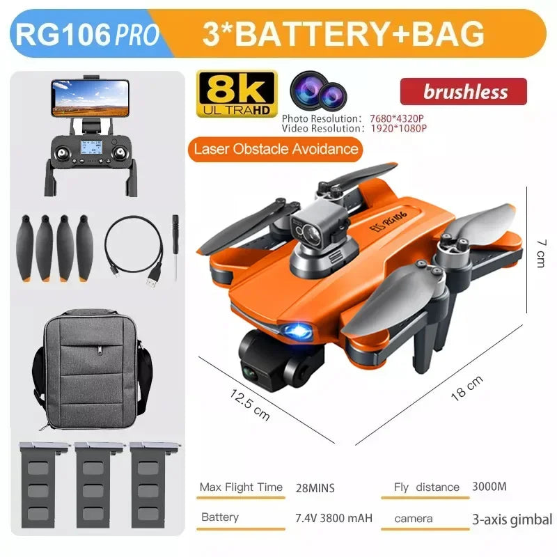 RG106 PRO Drone 8k Dual Camera Profesional GPS Drones With 3 Axis Brushless Rc Helicopter 5G WiFi Fpv Drones Quadcopter Toy