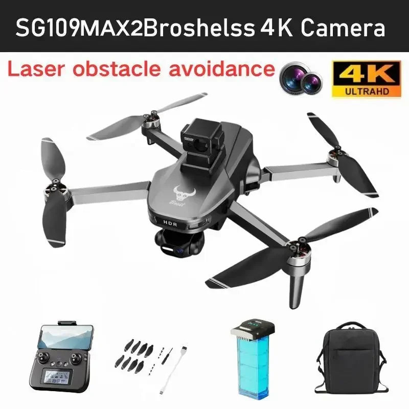 SG109 MAX2 8K HD dual camera GPS drone 3-axis gimbal 360 ° laser obstacle avoidance brushless quad-axis foldable aircraft