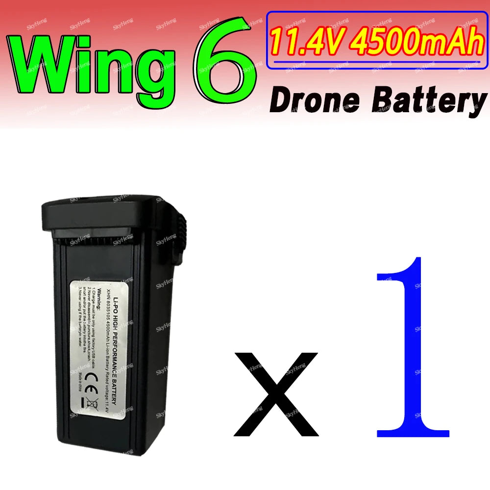 Original Wing 6 Drone Battery 11.4V 4500mAh Intelligent Lipo Battery For Wing6 Dron 45Mins Flight time Battery Accessories Parts