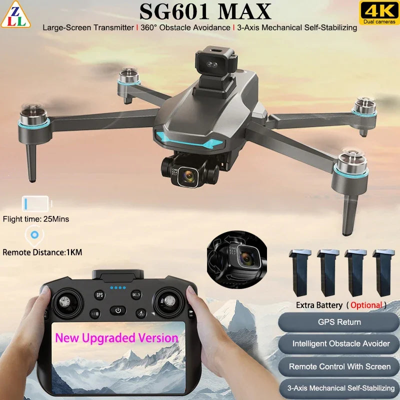SG601 MAX Drone with 3-Axis Gimbal Camera GPS Large Screen RC Folding Brushless Quadcopter for Photography Obstacle Avoidance