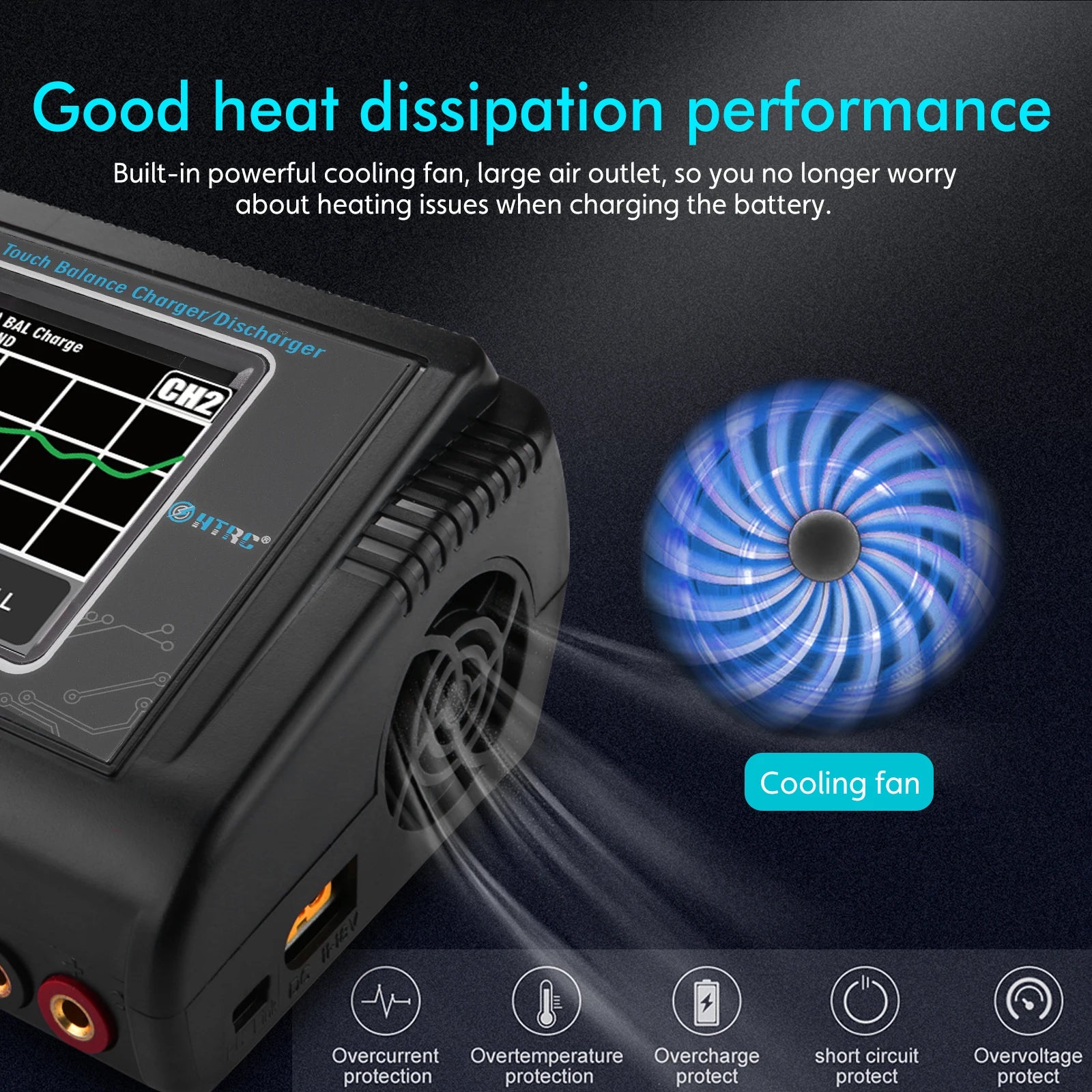 HTRC Original T240/L6X2/C150 Lipo Charger Dual Channel AC 150W DC 240W RC Charger for Lipo NiMH NiCD LiHV NiCd PB Li-ion Battery