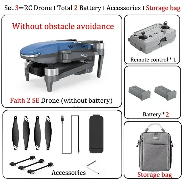 Faith 2 SE With 540° Obstacle Avoidance 3-Axis Gimbal Professional 4K Camera GPS 3KM FPV RC Drone Quadcopter VS SJRC F22 S3