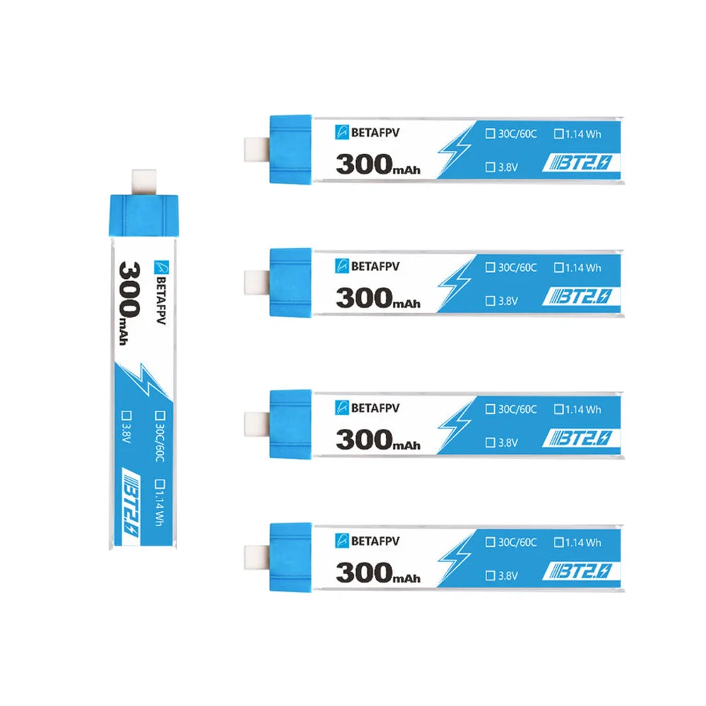 YUNX toys BETAFPV BT2.0 1S 300mAh 3.8V 30C/60C Lipo电池适用于Cetus Meteor65 Pro和Air65 FPV Tiny Whoop无人机
