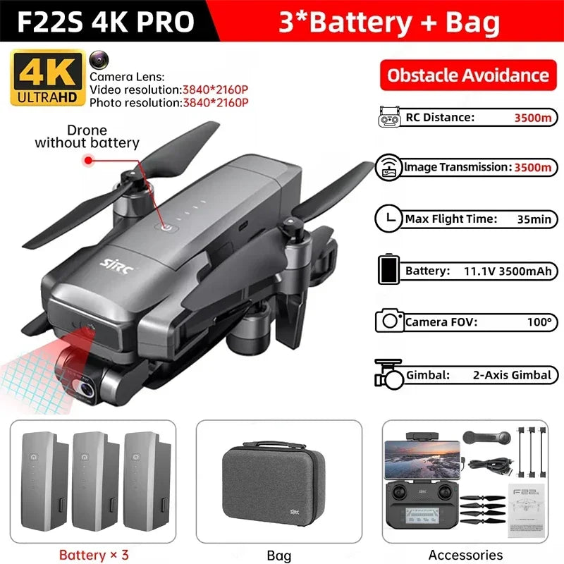 IN Stock SJRC F22 / F22S 4K Pro GPS Drone 4K Profesional RC Quadcopter With Camera 2 Axis Stabilized Gimbal 5G WiFi FPV Drones