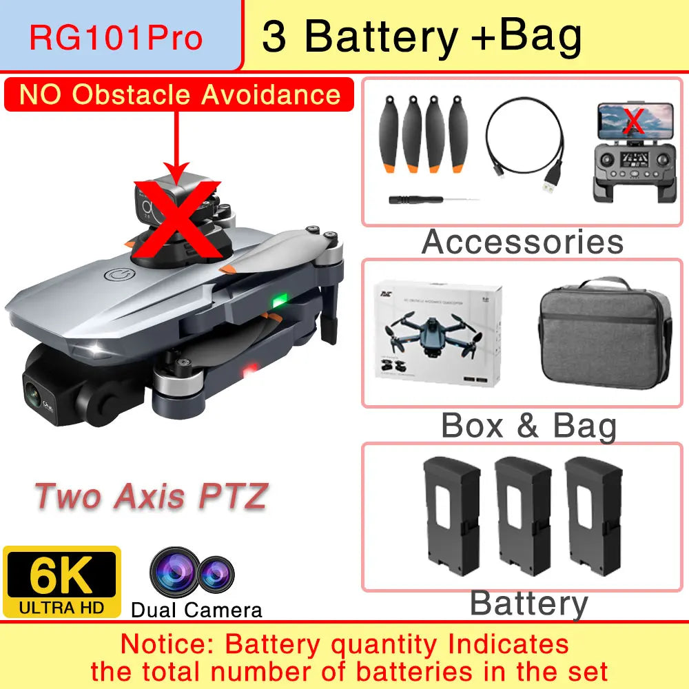 云讯玩具RG101 Pro无人机，折叠式无刷GPS，配备双4K摄像头和5G低延迟FPV系统，高清空中摄影