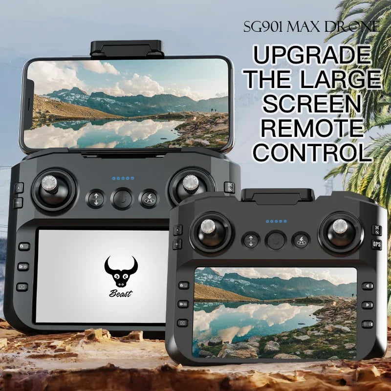 Upgraded SG901 MAX GPS Drone Dual HD Camera Brushless 360° Obstacle Avoidance with 4.5" Screen RC