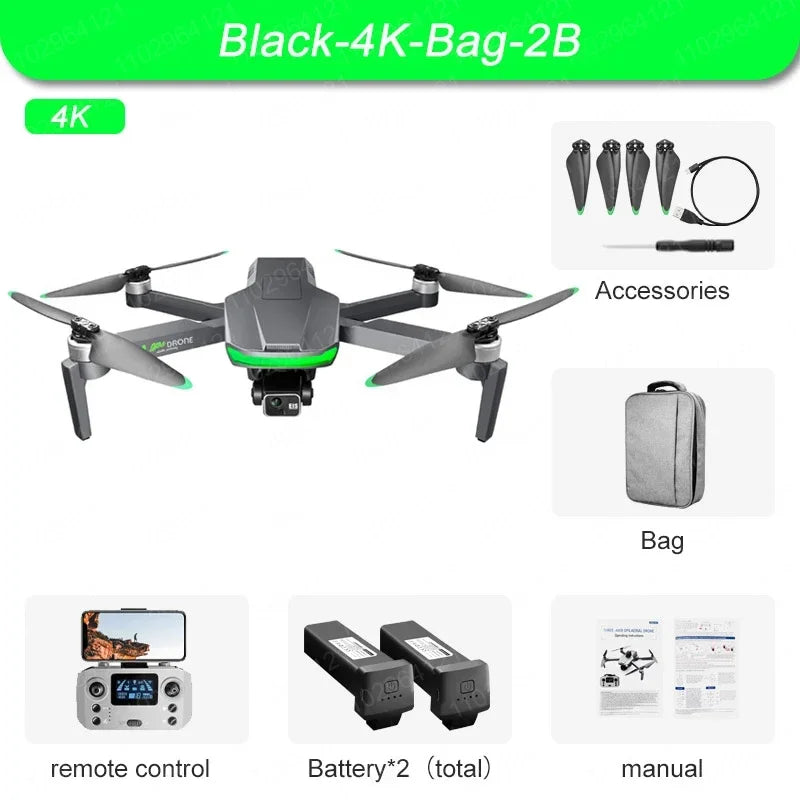 S155 pro GPS Drone with 4K HD Camera Aerial FPV 8K 3-Axis Anti-Shake Gimbal Brushless Motor Obstacle Avoidance for Toys