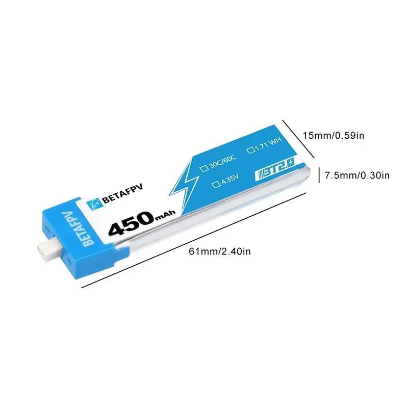 BETAFPV Drone Battery BT2.0 550mAh 450mAh 1S For BETAFPV Ceuts FPV Kit Racing Drone Original 4.35V 30C FPV Lipo BT2.0 Connector
