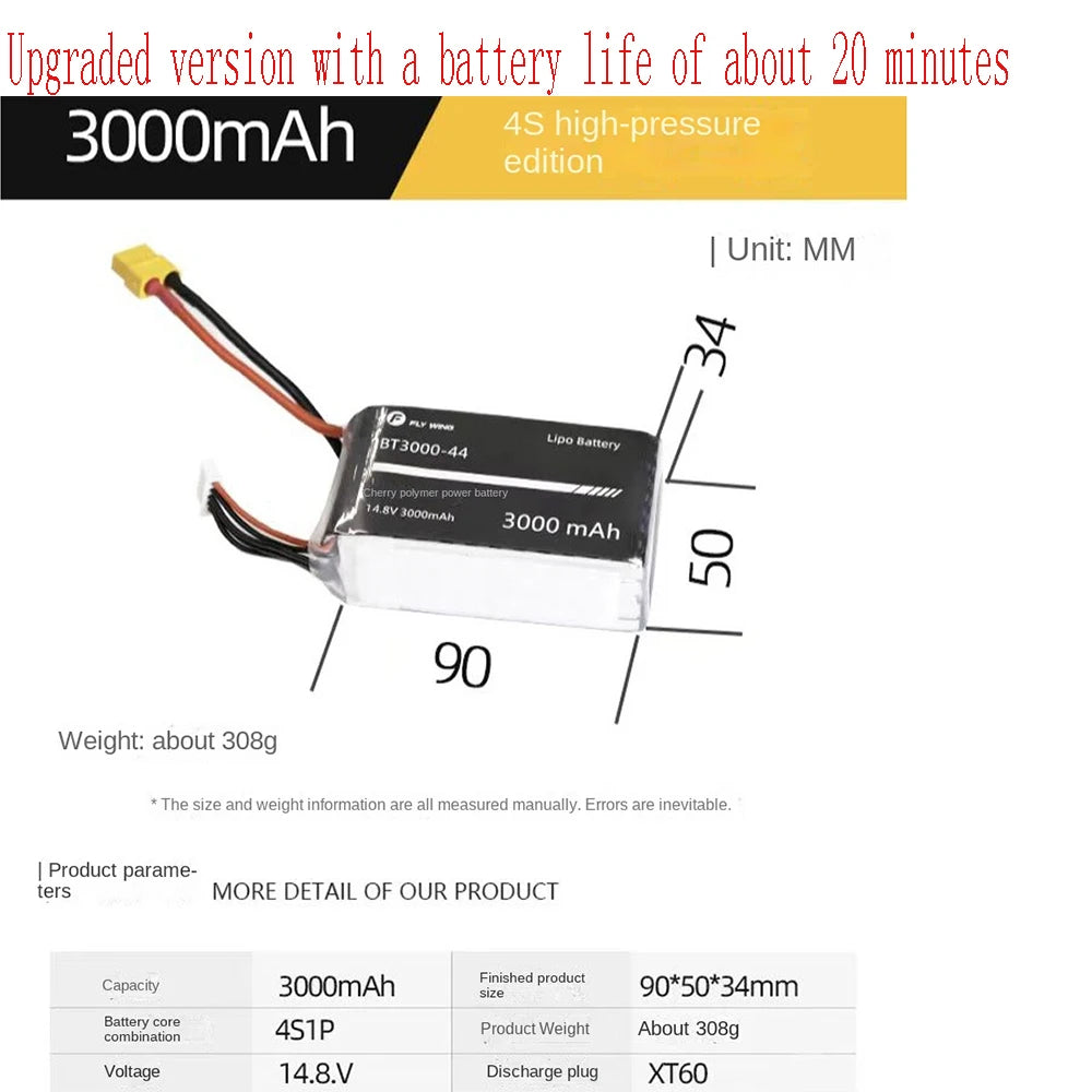 FLYWING Bell 206 Huey UH-1 RC Helicopter 4S1P 14.8V 3000mAh Lipo Battery  Spare Parts Accessories