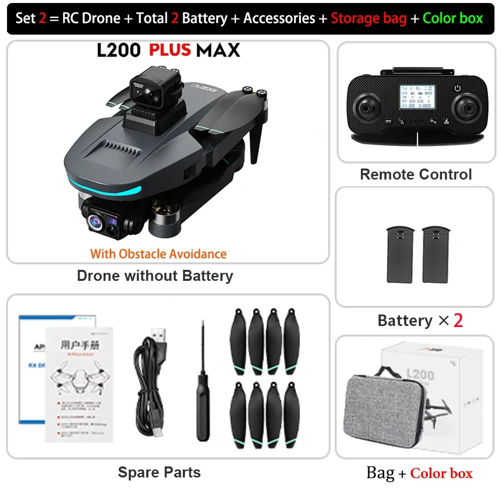 云迅玩具L200 plus MAX GPS无人机，配备4K高清相机、3轴云台和避障功能的迷你四旋翼无人机