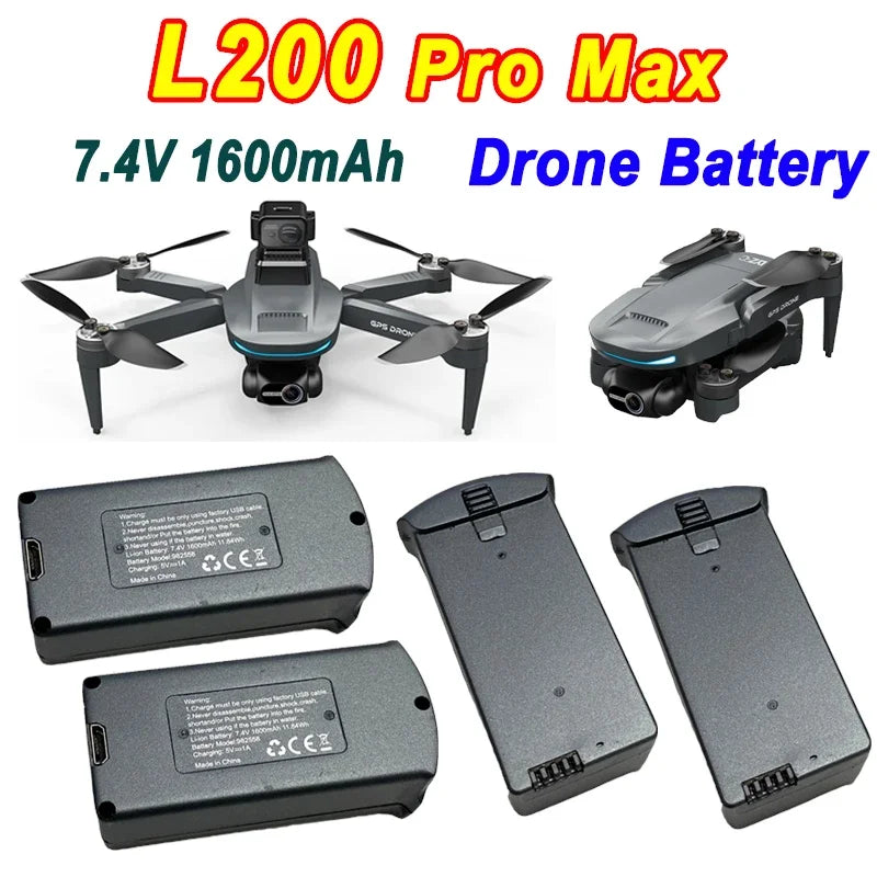 Vanta LYZRC L200 Pro MAX 4K Power Core, 7.4V 1600mAh Battery, Custom Replacement Accessory for L200 Pro MAX Drone
