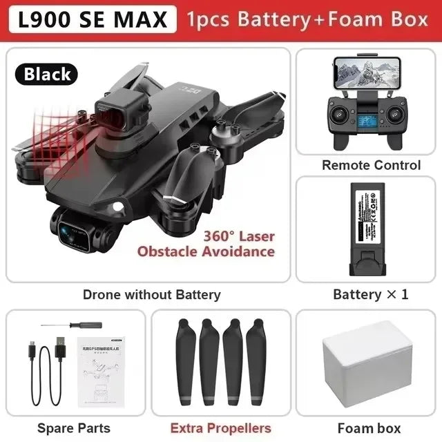 云讯玩具L900 SE / MAX无人机，配备4K高清相机和360度避障，5G WiFi FPV多旋翼航拍无人机。