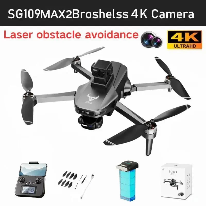 SG109 MAX2 8K HD dual camera GPS drone 3-axis gimbal 360 ° laser obstacle avoidance brushless quad-axis foldable aircraft