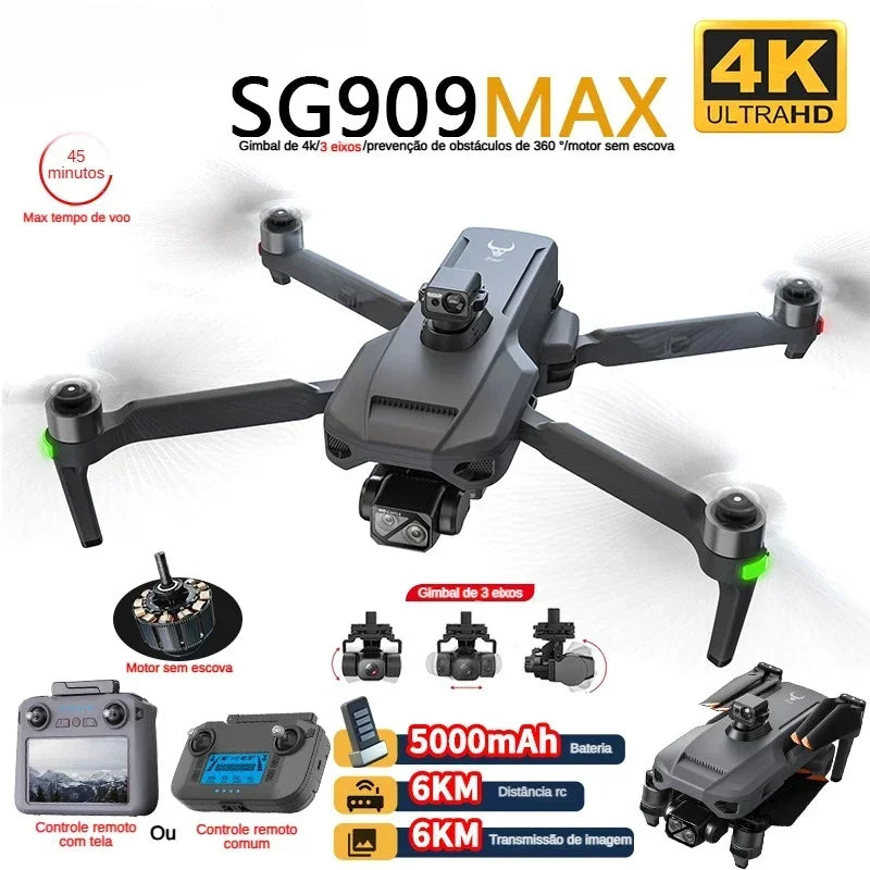 ZLL SG909 Professional Drone 4K Camera 3-Axis Gimbal 5G 360 Obstacle Avoidance Touch Screen FPV Brushless RC Drone SG909max
