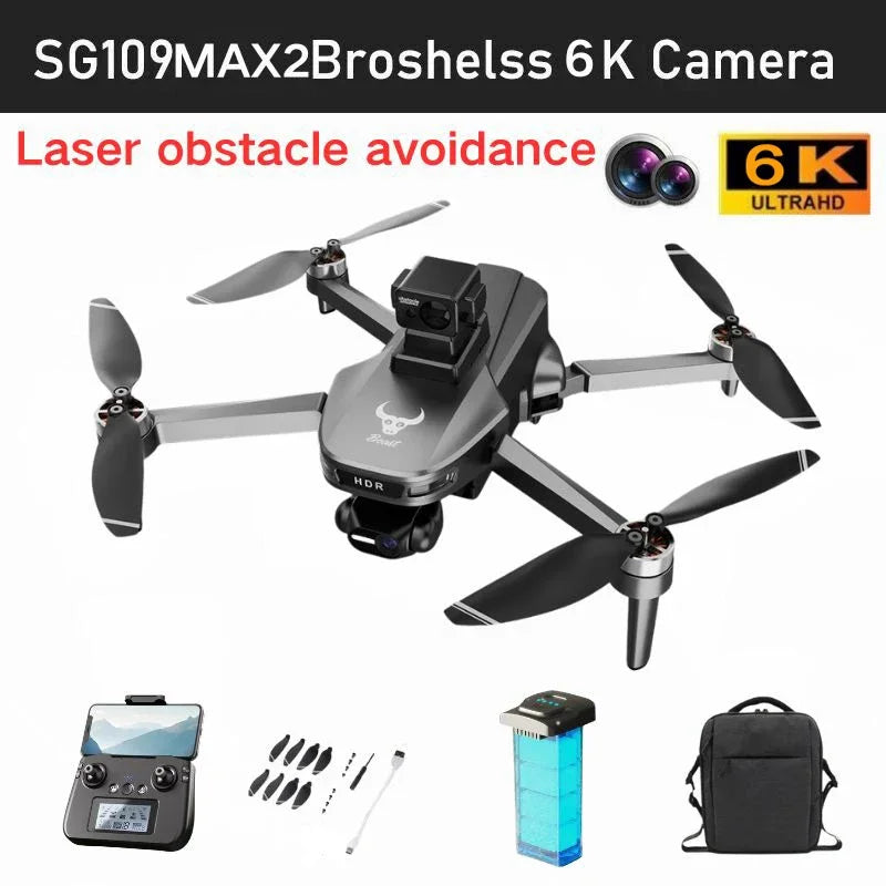 SG109 MAX2 8K HD dual camera GPS drone 3-axis gimbal 360 ° laser obstacle avoidance brushless quad-axis foldable aircraft