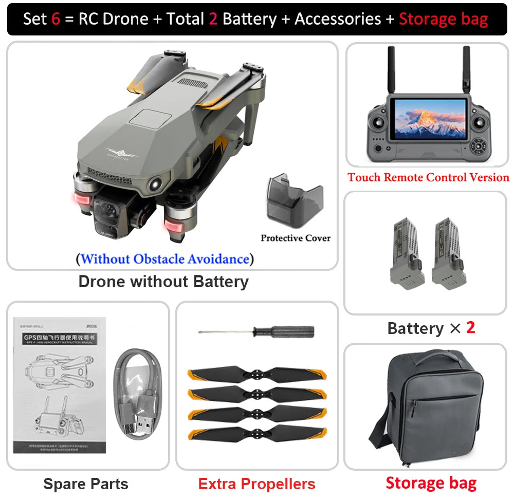 KF100 MAX Drone with 4K Camera 3-Axis Gimbal WiFi Obstacle Avoidance GPS Touch Screen FPV Brushless EIS Electronic Toy
