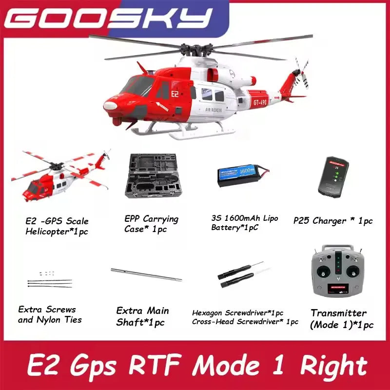 New Goosky E2 Gps 1/35 Rc Helicopter Dual Brushless Motor Tof Flight Control System Bnf/Rtf Remote Control Helicopter Toy Gift