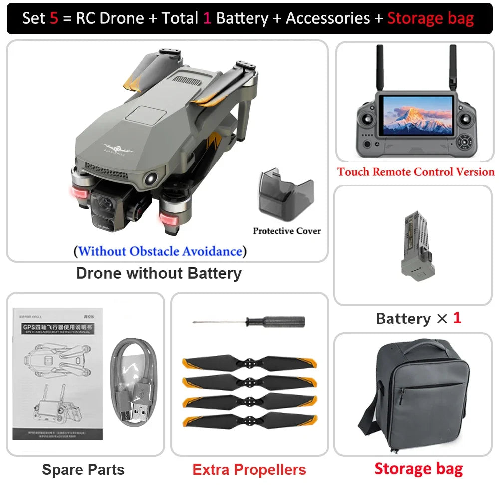 KF100 MAX GPS Drone 4K Camera 3-Axis Gimbal WIFI Obstacle Avoidance Touch Screen FPV Brushless EIS Electronic RC Quadcopter Toys
