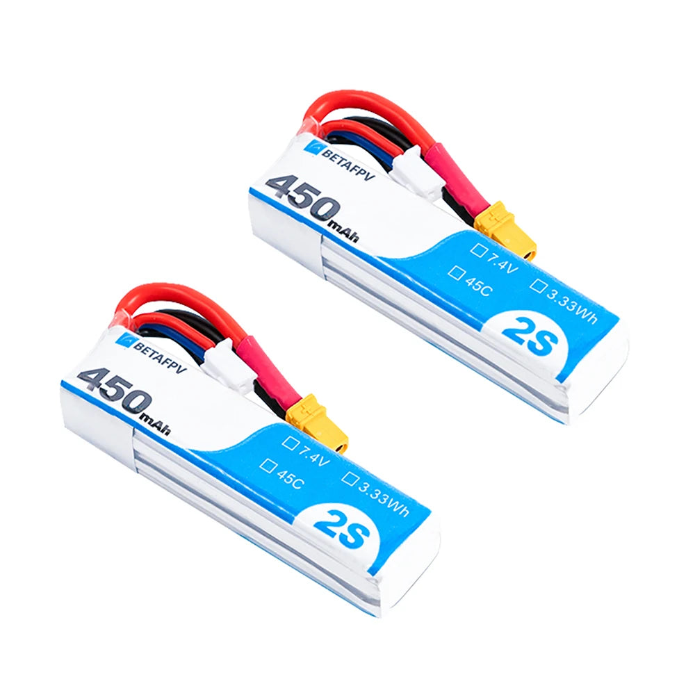 Betafpv 450mAh 2S 45C Lipo Battery for Meteor85 / Meteor85 HD / Beta75X / Mobula 7 and other 2S brushless Whoop drones