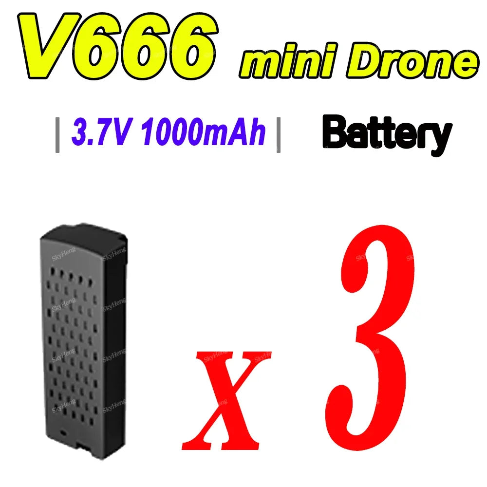 云讯玩具V666 8K无人机原装3.7V 1000mAh锂聚合物备用飞行电池，适用于RC无人机备用配件