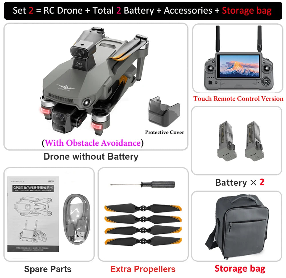 KF100 MAX GPS Drone 4K Camera 3-Axis Gimbal WIFI Obstacle Avoidance Touch Screen FPV Brushless EIS Electronic RC Quadcopter Toys