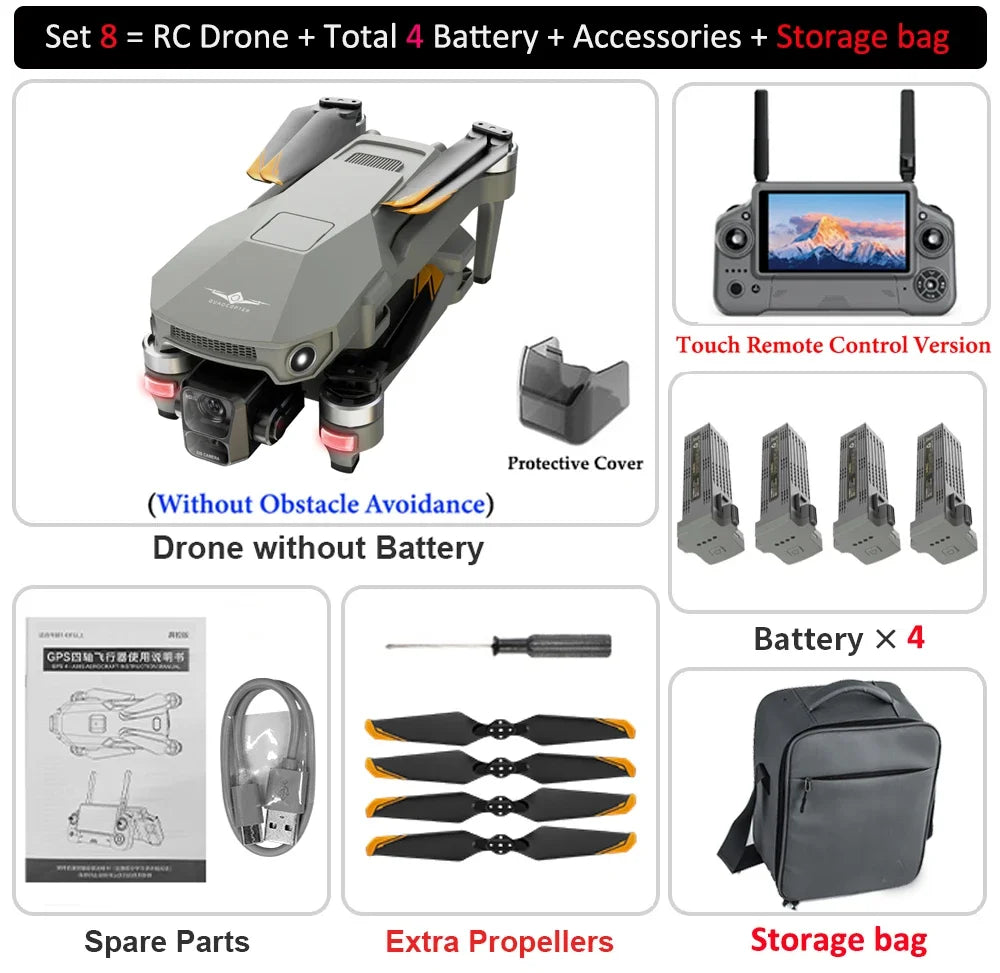 KF100 MAX RC drones GPS Drone 4K Camera 3-Axis Gimbal WIFI Obstacle Avoidance Touch Screen FPV Brushless EIS Electronic  Toys
