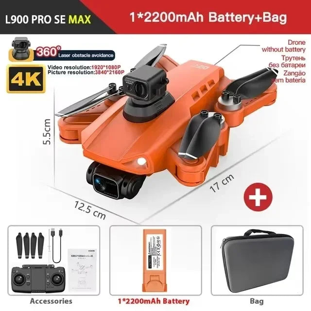 云旭玩具L900 SE / MAX无人机，配备4K高清相机和360度避障，支持5G WiFi FPV，迷你四轴飞行器