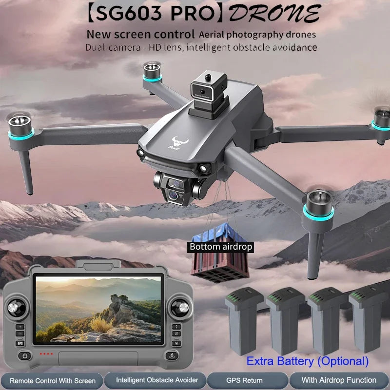 SG603 PRO Foldable Brushless GPS Drone, 360° Obstacle Avoidance, HD Dual Camera, Long-Range 5G FPV Quadcopter