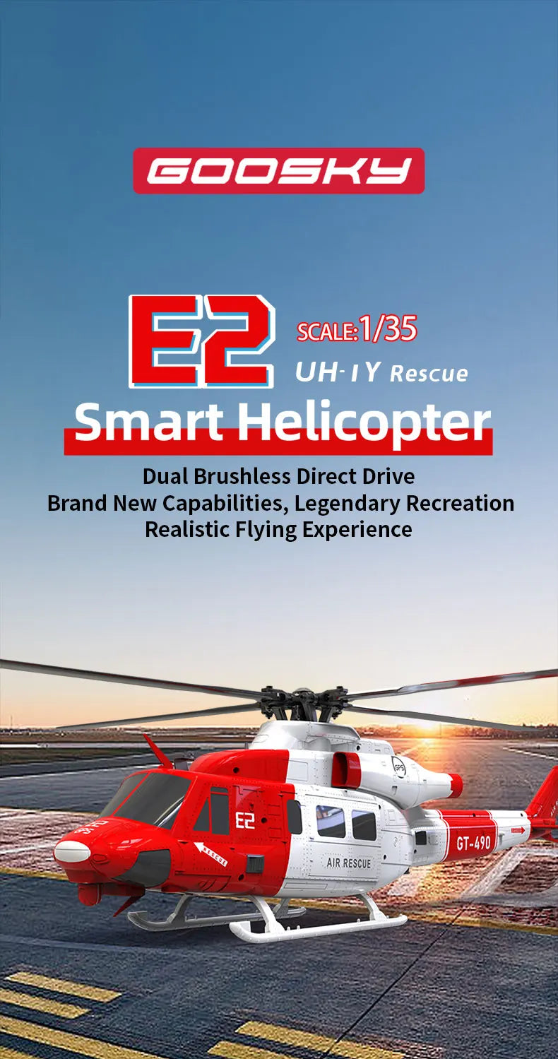 New Goosky E2 Gps 1/35 Rc Helicopter Dual Brushless Motor Tof Flight Control System Bnf/Rtf Remote Control Helicopter Toy Gift