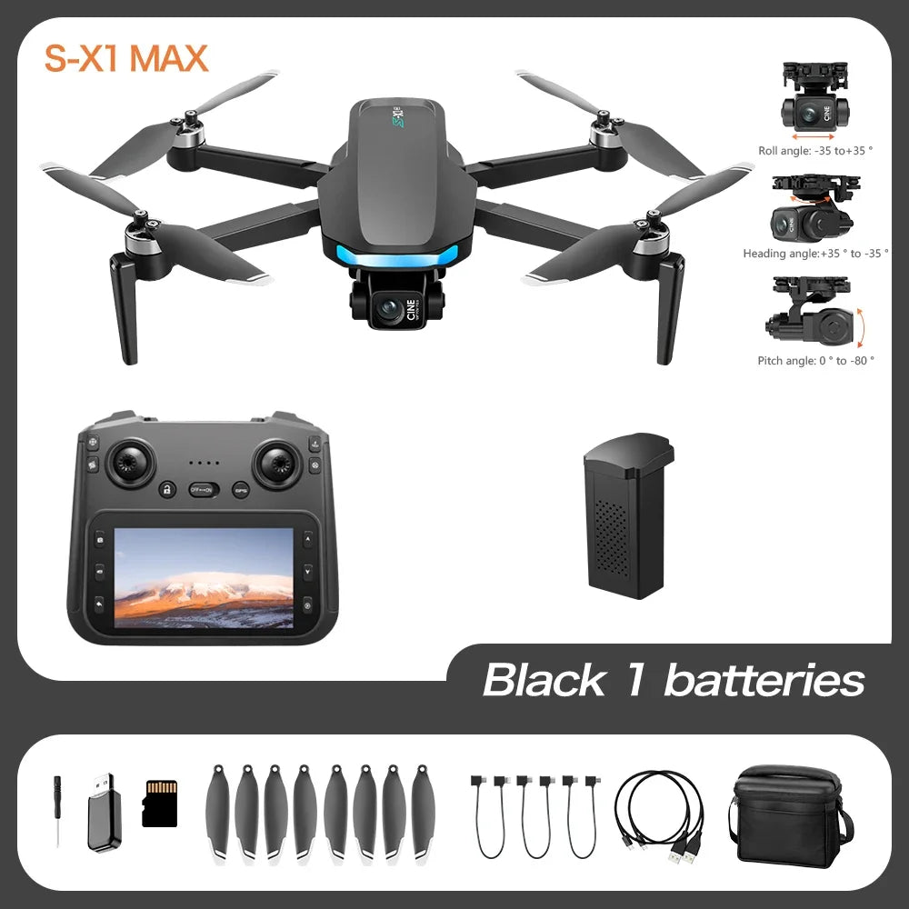 2025 S-X1 GPS pro Drone 8K HD Camera 3-Axis Anti-Shake Gimbal EIS 5G Screen Control Brushless Quadcopter RC Toy Gift