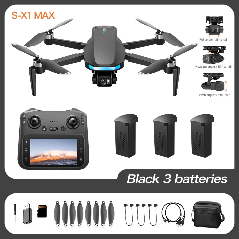 云欣S-X1 GPS专业无人机，配备8K高清相机、5G传输、3轴防抖云台，遥控飞行玩具。