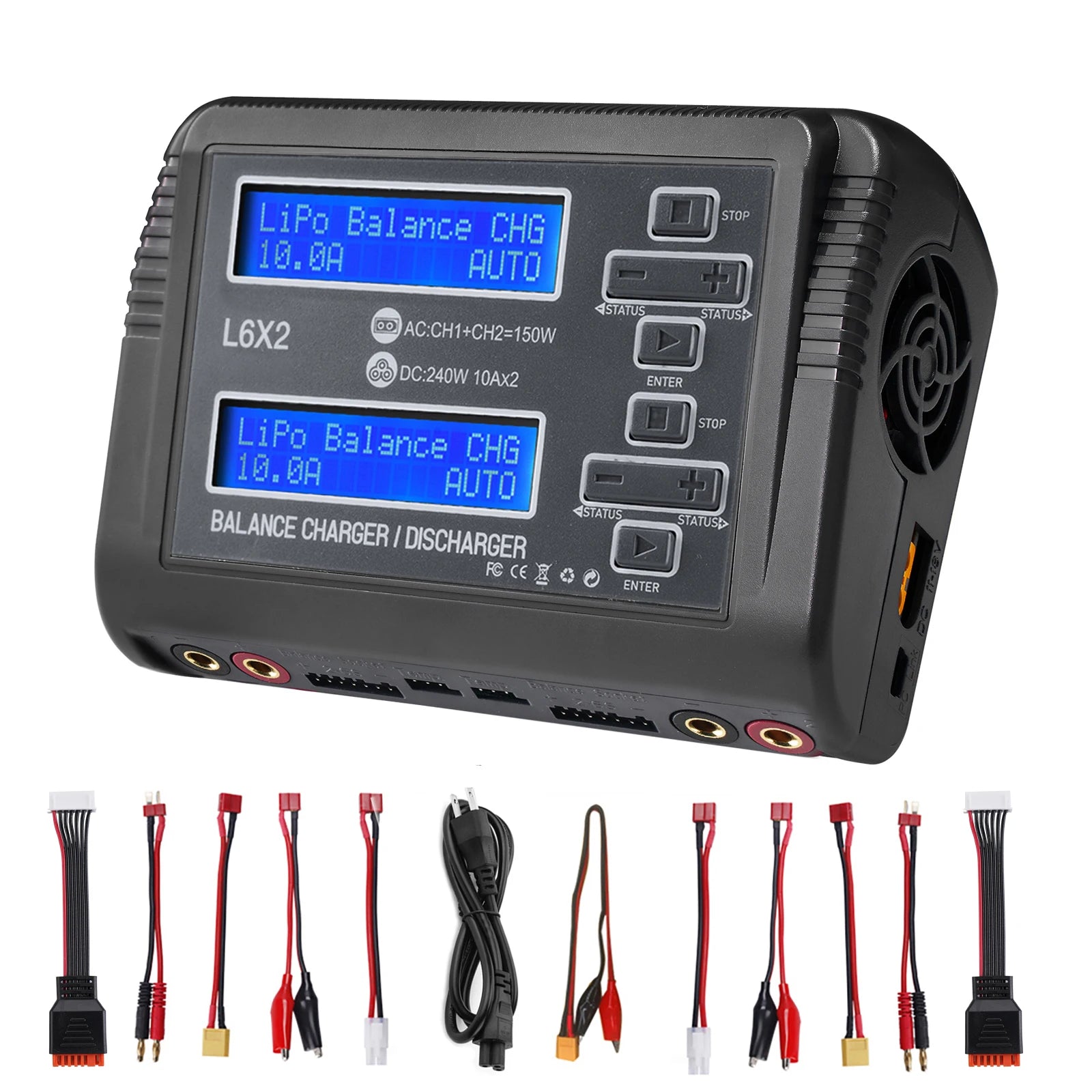 HTRC Original T240/L6X2/C150 Lipo Charger Dual Channel AC 150W DC 240W RC Charger for Lipo NiMH NiCD LiHV NiCd PB Li-ion Battery